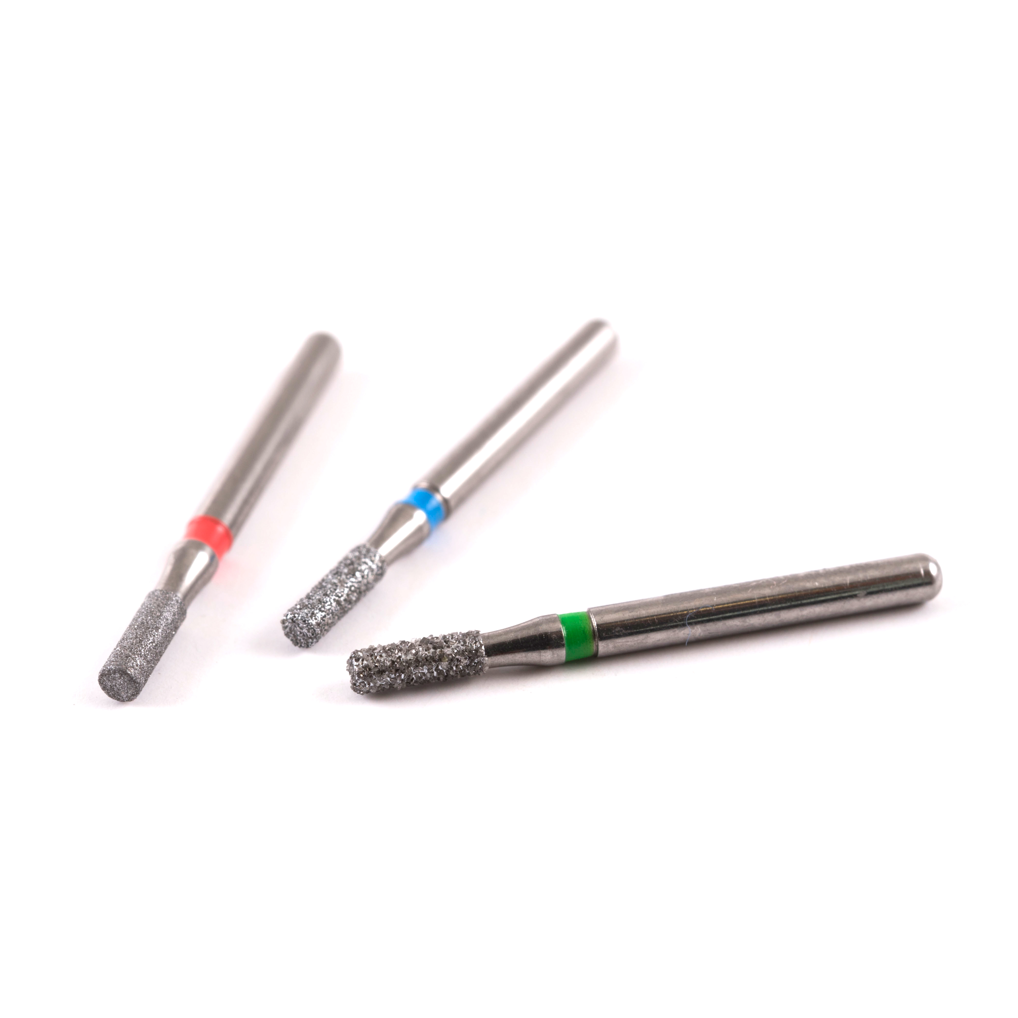 10 Spazzole Diamantate Dentali FG Cilindro Estremità Piatta - Modello 835/008M, Grana Standard, Per Alta Velocità 10 Spazzole Diamantate Dentali FG Cilindro Estremità Piatta - Modello 835/008M, Grana Standard, Per Alta Velocità