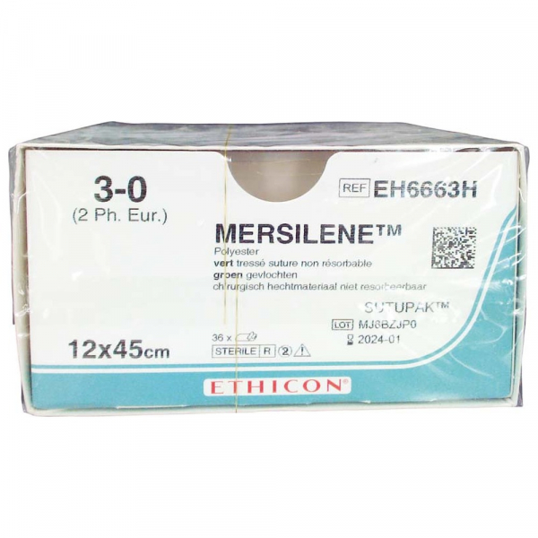 Mersilene: Sutura non riassorbibile in PTFE - 36 pz - T: Verde - C: 3 - L.H: 45 cm Img: 202508091