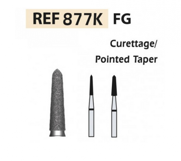 Raschiando frese diamantate 877K / cono punta conica FG turbina (5u.) (877K-012 GREEN C) Img: 201811031