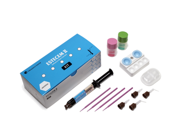 Estecem II: Kit universale di resina cem (Paste A/B + Bond A/B + Accessori) - 2x2,3ml + 5ml adesivo + accessori Img: 202205141