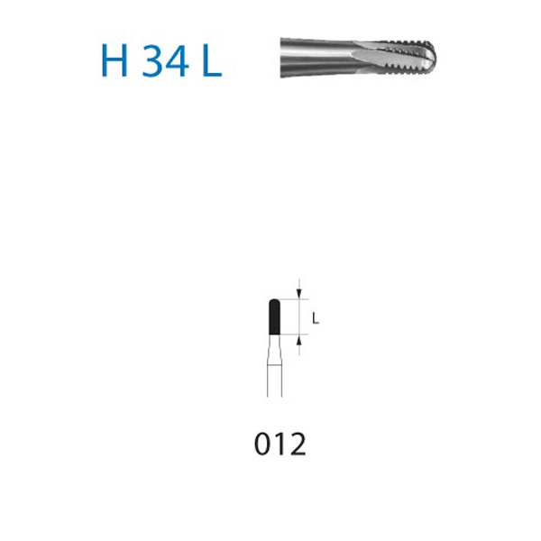 Fresa cilindrica arrotondata in tungsteno H34L per FG (5 pz) - T: 012 Img: 202404131