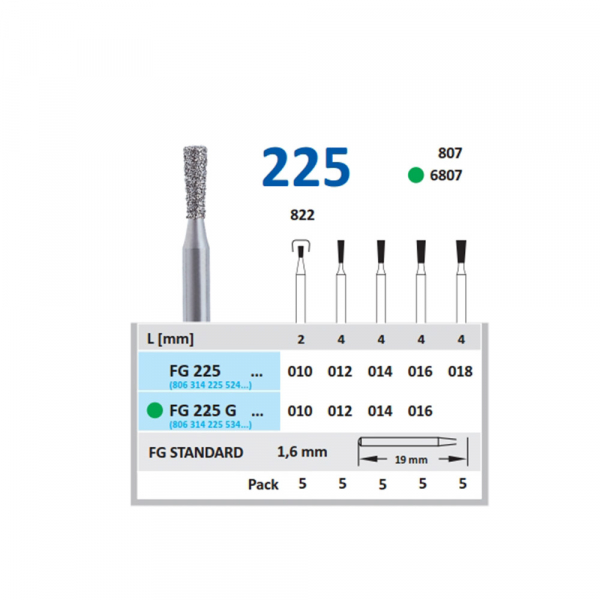Fresa Diamantata FG225 FIG. 807 - (5 pz) - T: 010 - G: Medio Img: 202507191