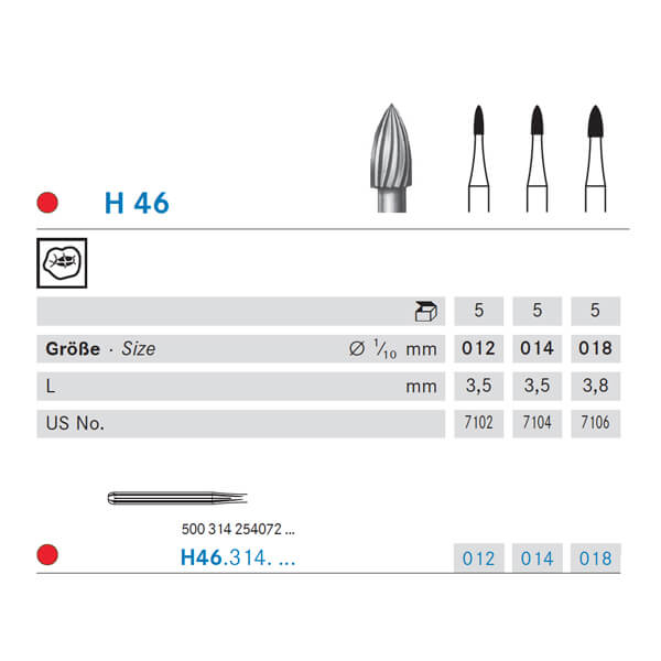 Fresa fiamma H46 c. tungsteno FG (5u) - T: 12 Img: 202509201