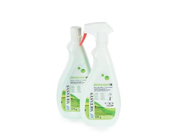 Green & Clean SK: Disinfettante senza alcool per superfici di apparecchiature mediche-3 bottiglie + 1 spruzzatore. Img: 202302181