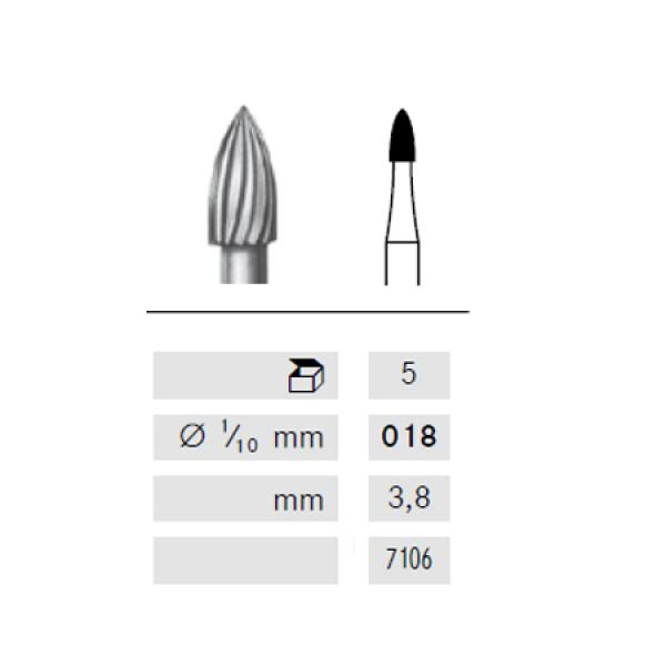 Fresa fiamma H46 c. tungsteno FG (5u) H46-314-018 Img: 201809011