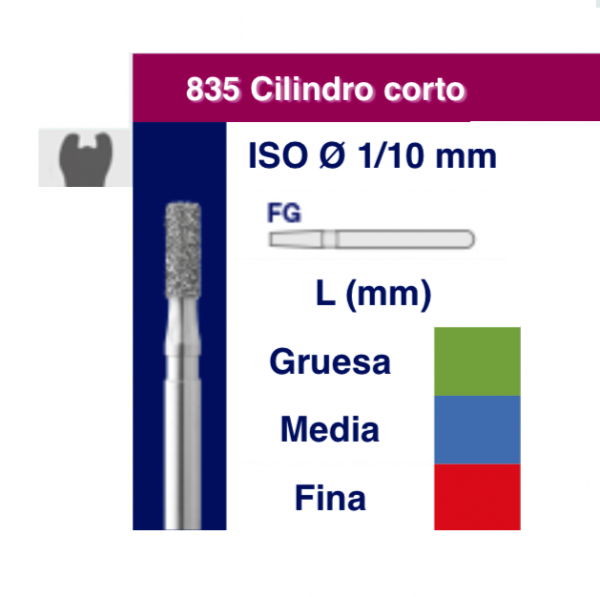 Frese Diamantate Cilindriche Con Estremita Piatta INTENSIV 835 10 19 4 Standard Preparazione Cavitaria - Foto 4