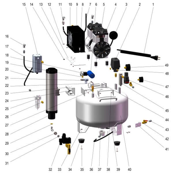 Filtro di ingresso aria per compressore a pistoni a secco Img: 202412071