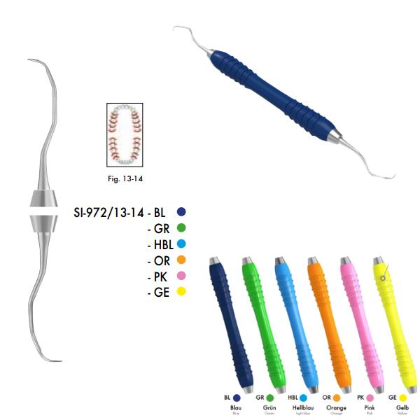 Curette Gracey perio nº13-14 Silikon 972 in colori (1u) nº13-14 Color Verde Img: 201809011