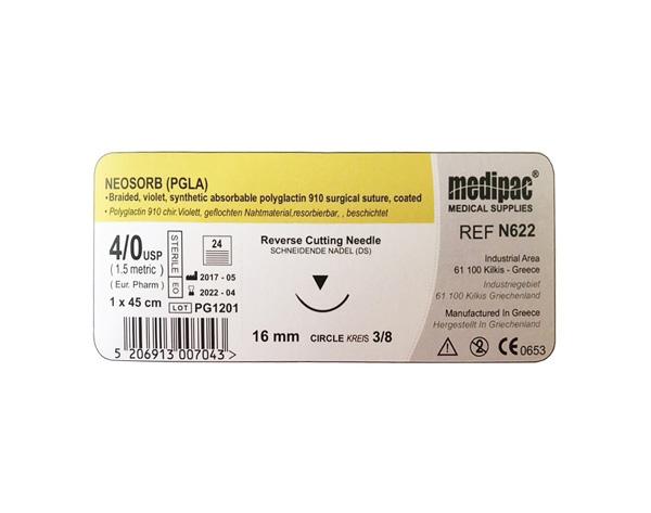 Suture NEOSORB PGLA 3/8 16mm 45 cm-16mm 4/0 Img: 202012191