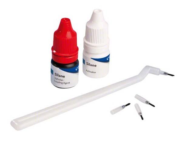 Vitique Silane - Adesivo per compositi ceramici (3ml) - Adesivo flacone da 3 ml, attivatore da 3 ml, 50 pennelli, 1 portapennelli Img: 202202121