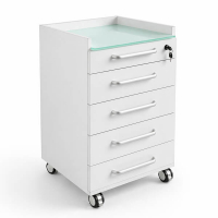 Carrello per Clinica Dentale con Piano in Vetro: 4 Cassetti Img: 202604251