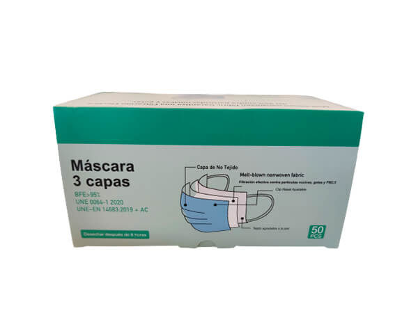 Máscaras higiénicas descartáveis 50 unidades