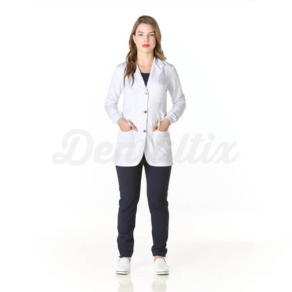 Bata Sanitária Lisboa QX Mulher Repelente Antibacteriano - XS - Branco Img: 202209171