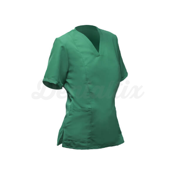 Casaco Médico para Mulher com Decote em V e Bolsos - Verde Escuro L Img: 202508091