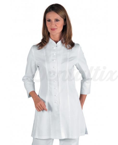 Camisa de Mulher Acinturada - Manga Francesa (Branca)-Tamanho M - Preto Img: 202109111
