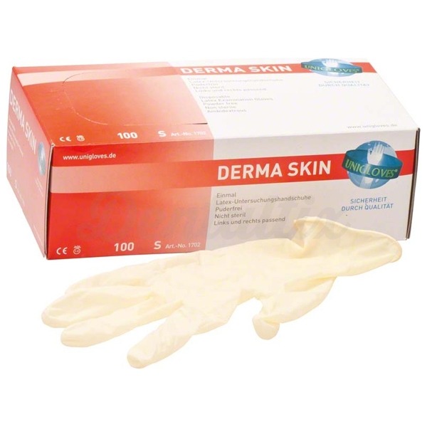 DERMA SKIN: Luvas sem pó de látex (100 pcs) - TAMANHO XS Img: 202208201