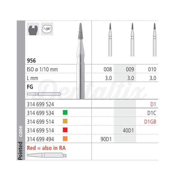 Fresa 90D1/6 956 Diamante Lança FG (6 pcs) - Nº008 Img: 202204301