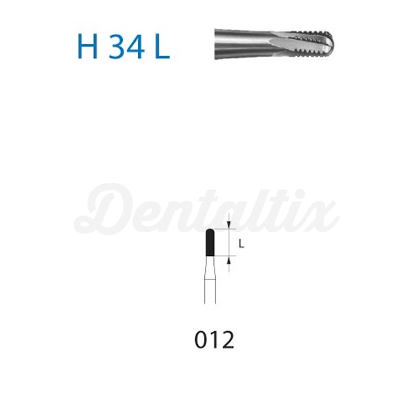 Fresa Cilíndrica Arredondada H34L de Tungsténio para FG (5 un.) - T: 012 Img: 202404131