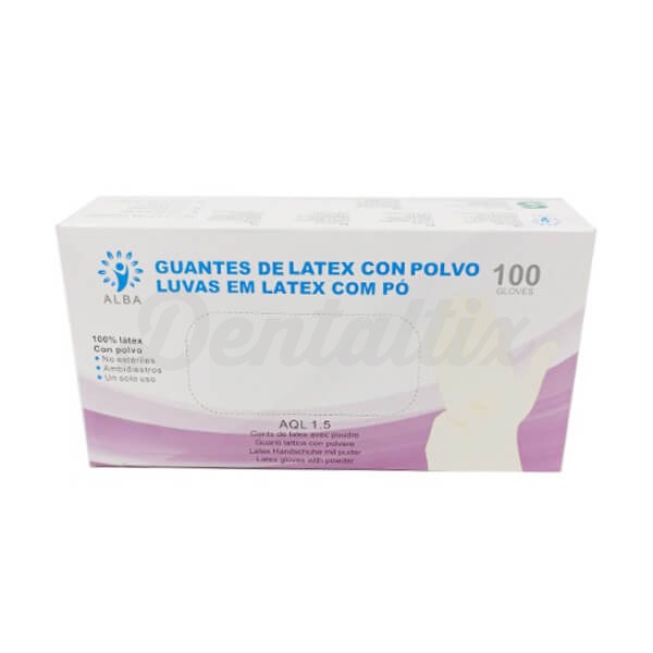 Luvas de látex não estéreis com pó (100 unidades) - TAMANHO XS Img: 202503081