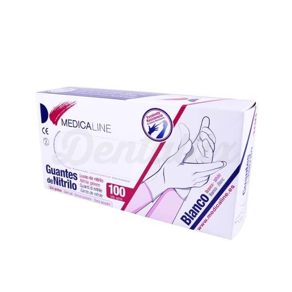 GUANTES NITRILO BLANCO MED. 100u Img: 202306101