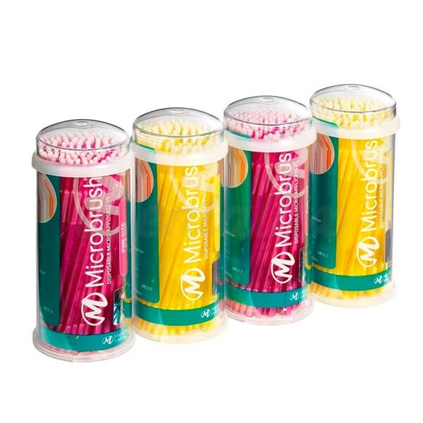 MicroBrush Tube Series: Mini-Aplicadores descartáveis (400 pcs) - Fino (Amarelo e Rosa) Img: 202304081