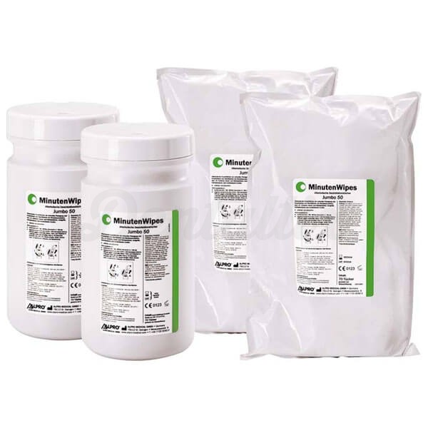 MinutenWipes Jumbo 50: Toalhetes Desinfetantes para Superfícies - 2 x 70 unidades + 2 dispensadores Img: 202411231