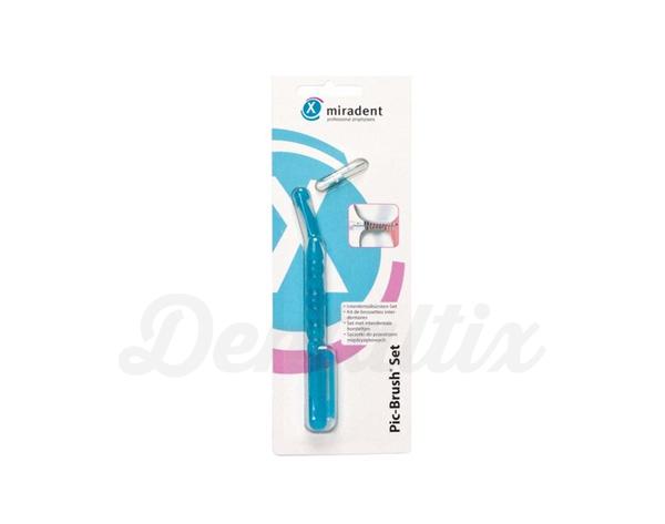 Pic-Brush®: Escovas interdentais com suporte e peças de reposição - Suporte azul transparente + escova Img: 202011211