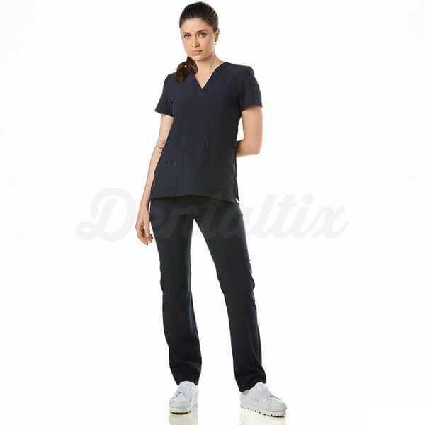 Farda Médica Antibacteriana para Mulher Catherine Square - L - Azul Marinho Img: 202508301