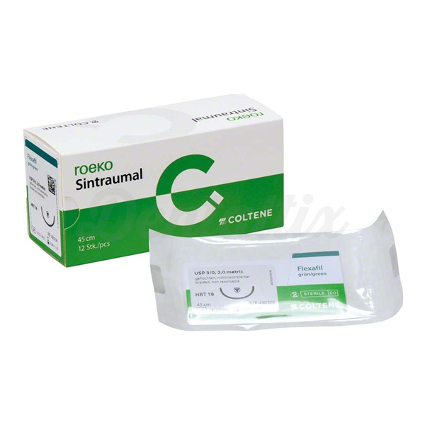 Sutura C/Agulha- Não-Reabsorvível- Sintraumal (12 pçs.) - Verde, HRT 18, Métrico 2.0, USP 3/0 (12 pçs.) Img: 202503081