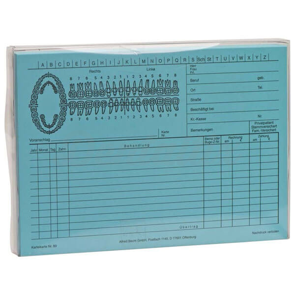 Cartões de Registo de Documentação Dentária DIN A5 (100 unidades) - Azul Img: 202503081