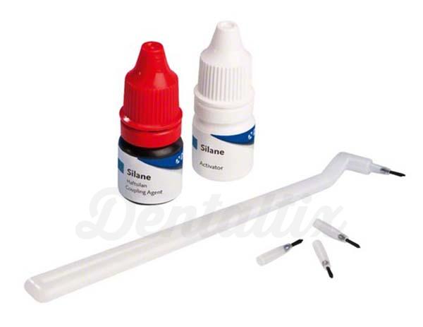 Vitique Silane - Adesivo para compostos cerâmicos (3ml) - Frasco adesivo 3 ml, activador 3 ml, 50 escovas, 1 porta-escova Img: 202011211