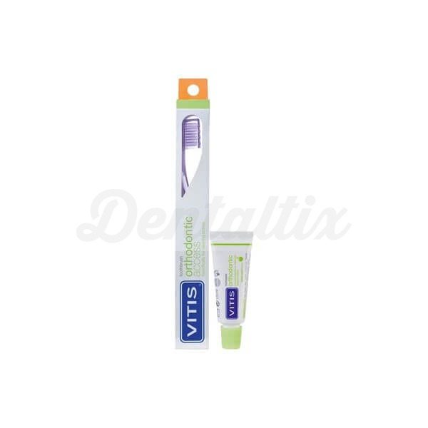 Vitis Orthodontic Access: Escova de Dentes Ortodôntica com Pasta de Dentes Img: 202503081