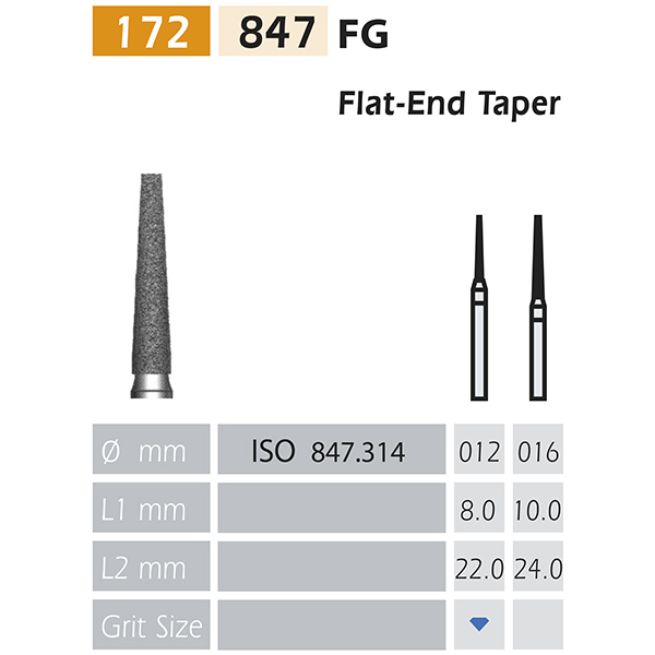 FRESAS DE DIAMANTE 847-FG Cone de ponta plana