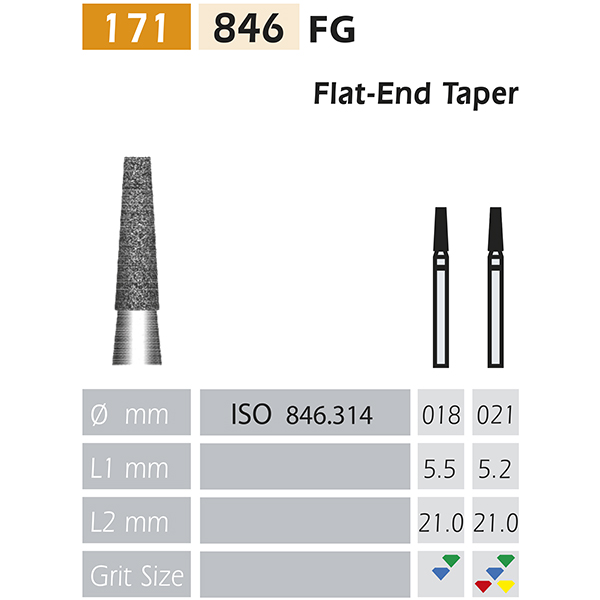 DIAMOND CUTTERS 846-FG Flat-Tip Cone