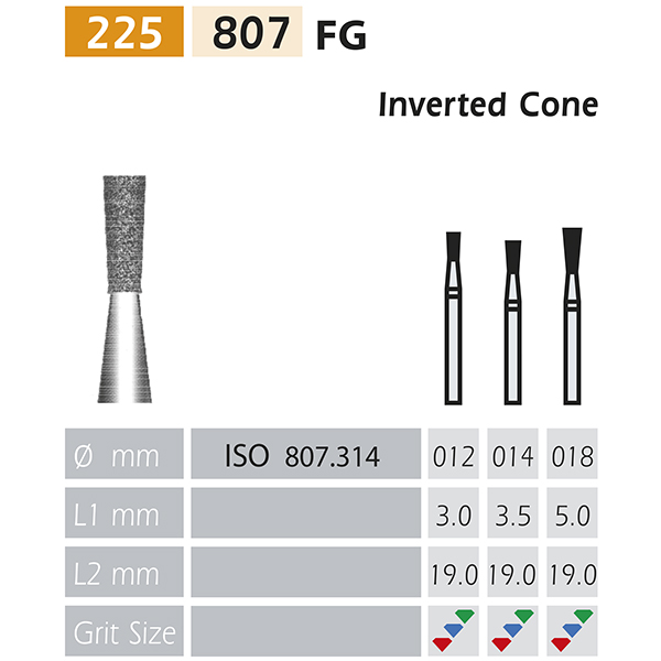 FRESAS DE DIAMANTE 807-FG Long inverted cone