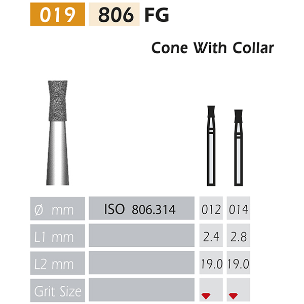 FRAISES DIAMANTÉES 806-FG Cône inversé avec col