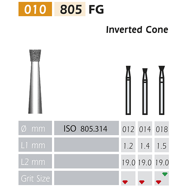 805-FG DIAMOND BURS inverted cone