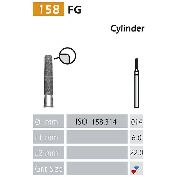 FRESAS DIAMANTADAS 158-FG Cylinder Tip Flat
